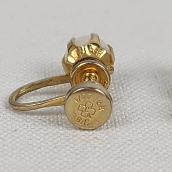 Antique 1/20 18k Gold Fill Pearl Stud Screw Back Earrings - Picture 4 of 5